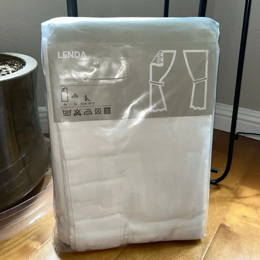 NEW SEALED IKEA LENDA 2 CURTAIN PANELS 55 X 118 Inches.